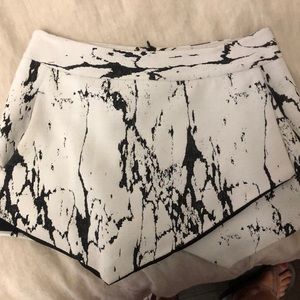 black and white envelope skirt with shorts built